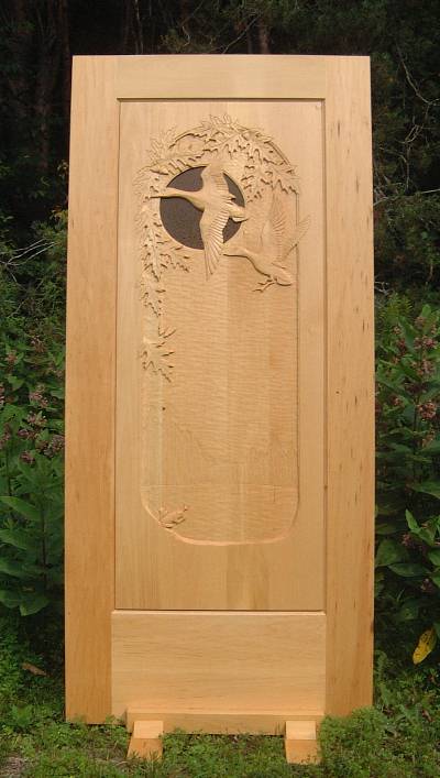 Duck door with stained glass